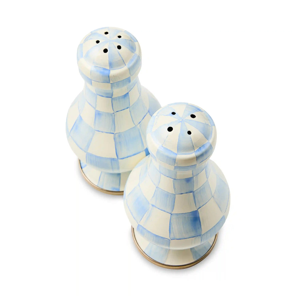 Violet Check Salt & Pepper Shakers
