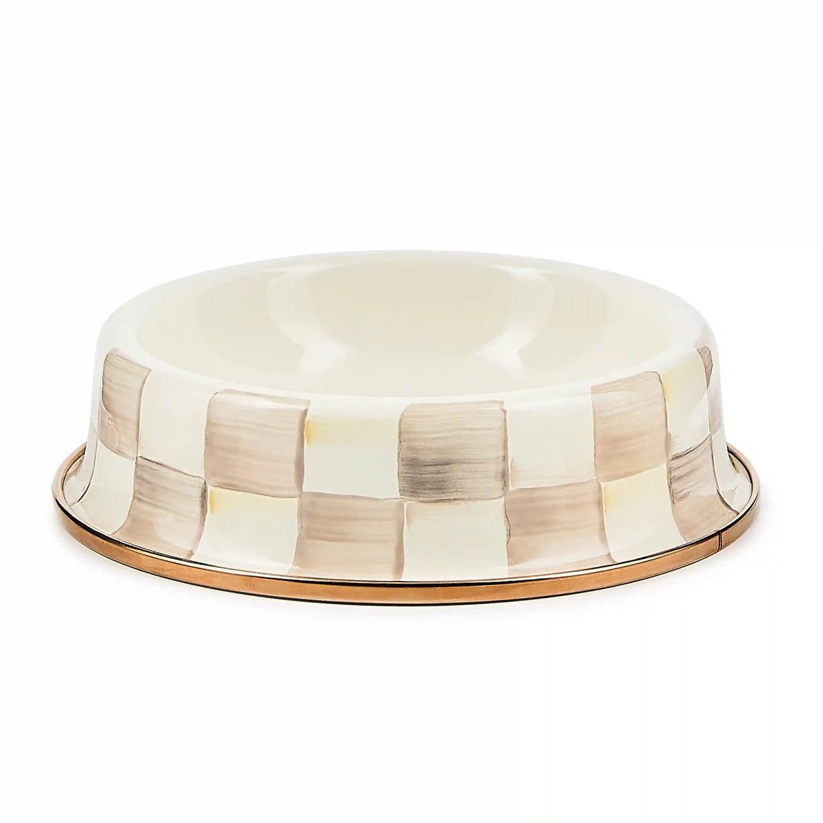 Mocha Check Medium Pet Dish