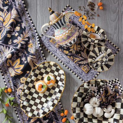 Violet Check Medium Ceramic Fluted Serving Bowl