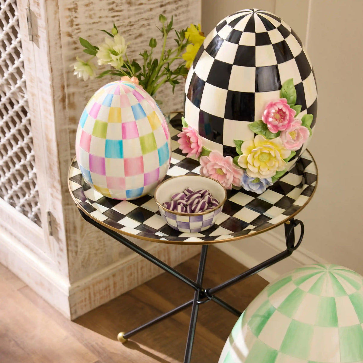 Sky Check Enamel Tilt Accent Table