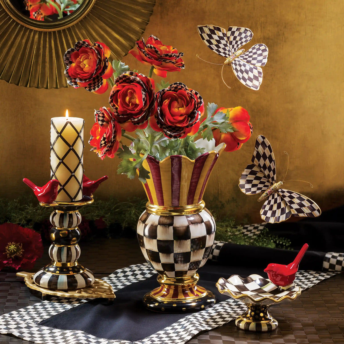 Rosy Check Wall Decor Butterfly Duo