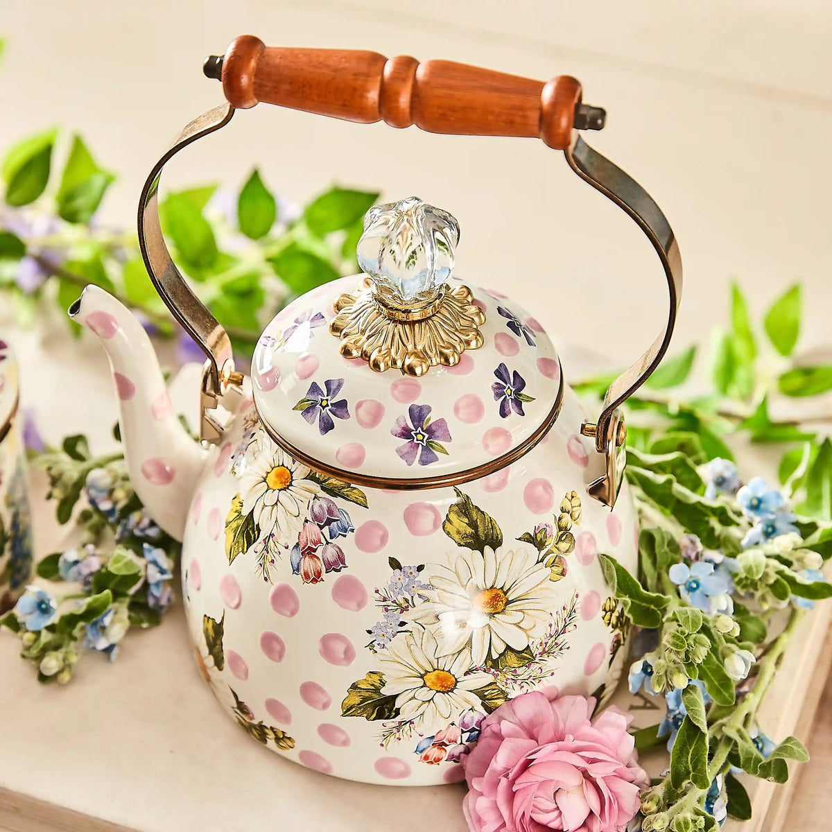 Wild Rose Mauve 2 Quart Tea Kettle