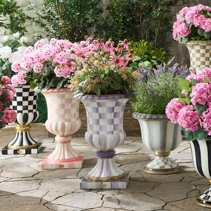 Mocha Check Pedestal Urn