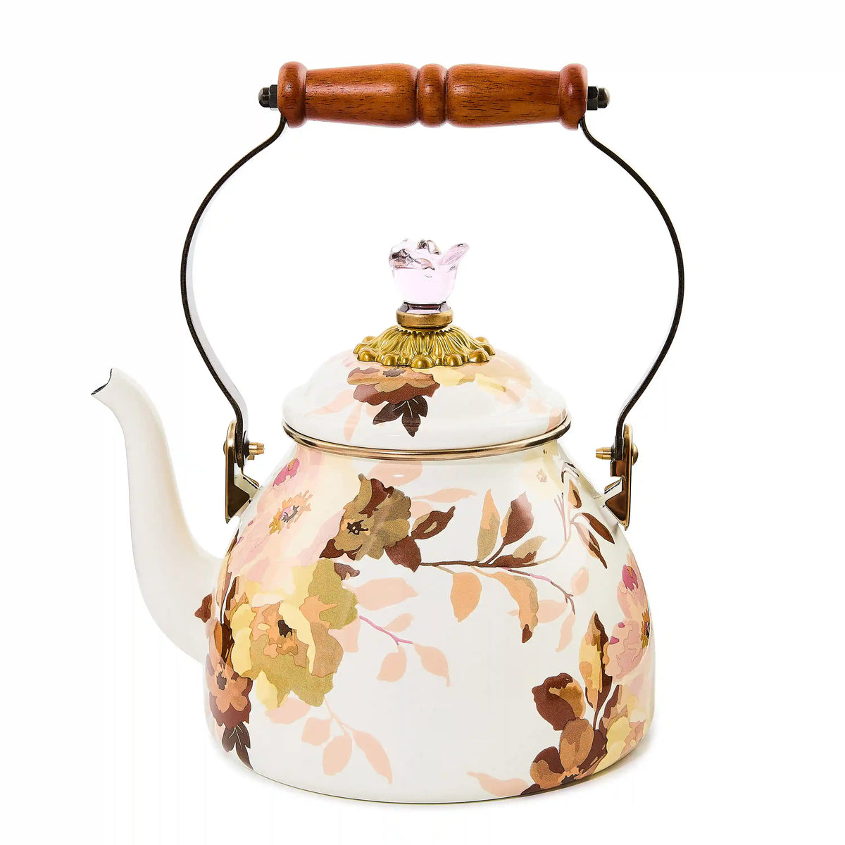 Wild Rose Brown 3 Quart Tea Kettle