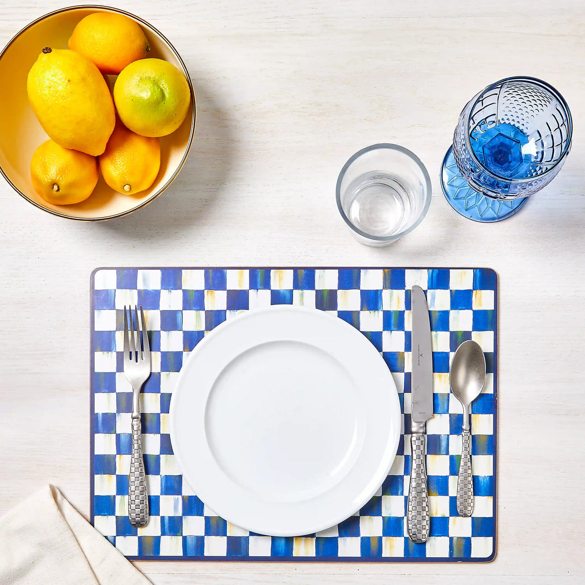 Sterling Check Cork Back Placemats, Set of 4