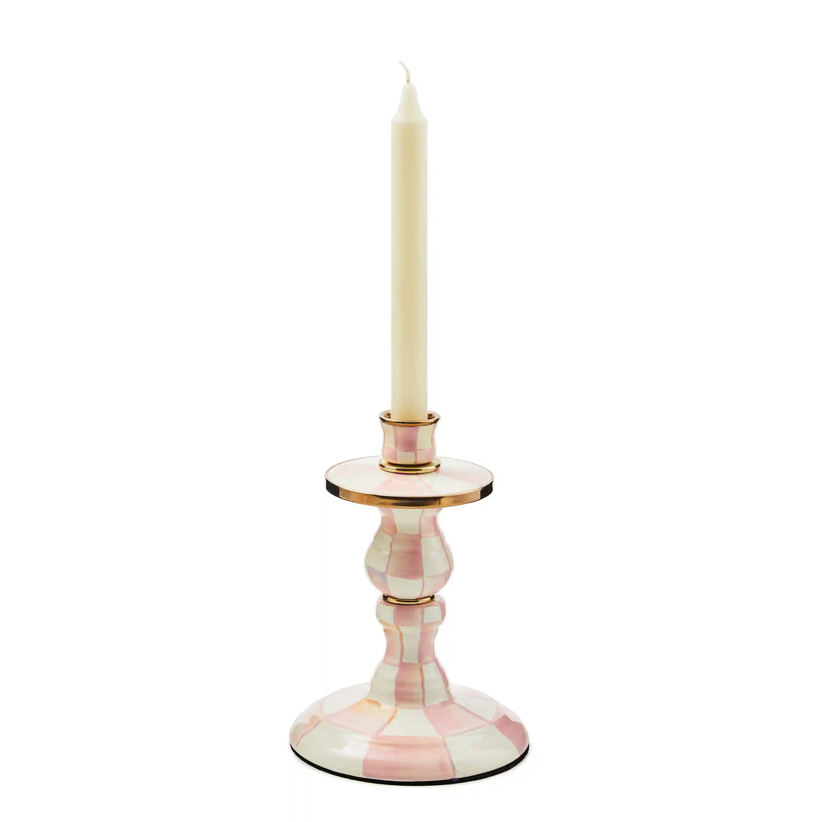 Emerald Check Small Candlestick