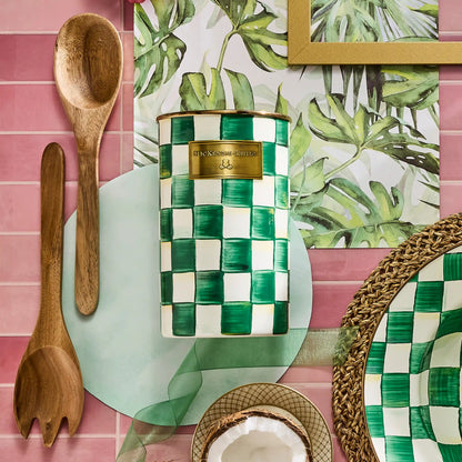 Mocha Check Utensil Holder