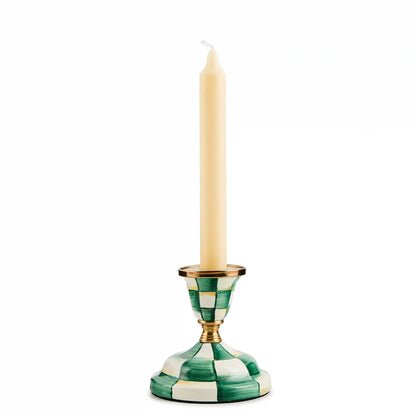 Emerald Check Small Candlestick