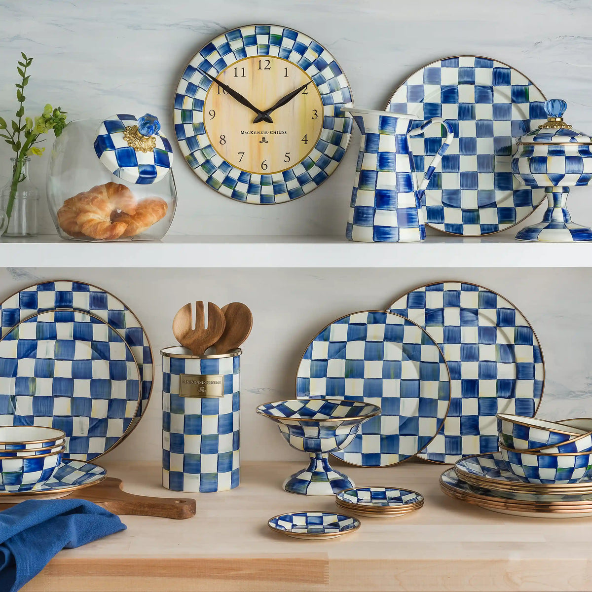 Cookie Jar with Royal Check Lid