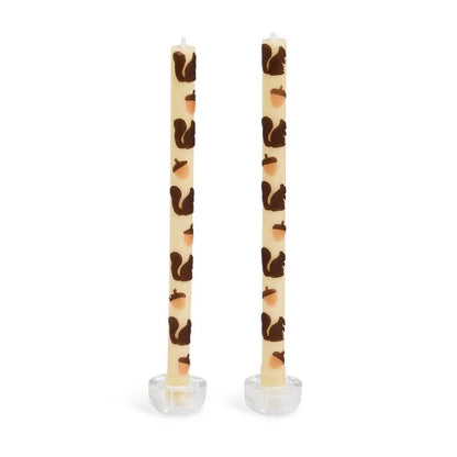 Squirrels & Acorns Dinner Candles, Set of 2