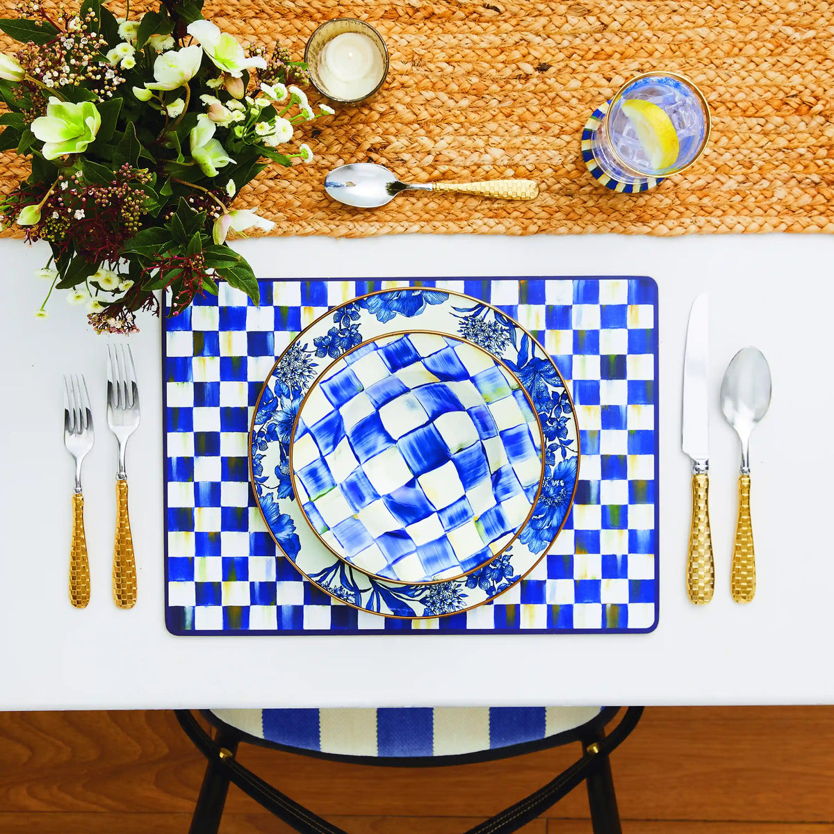 Violet Check Cork Back Placemats, Set of 4