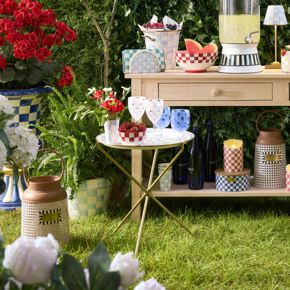 Sterling Check Enamel Tilt Accent Table