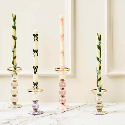 Rosy Check Large Glass Candlestick