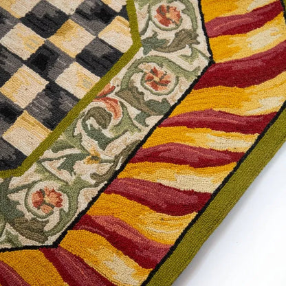 Courtly Check Red & Gold 6' Octagon Rug