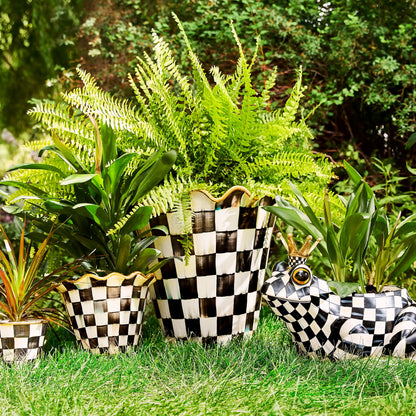 Violet Check Ceramic Jumbo Garden Pot