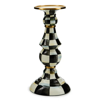 Violet Check Medium Pillar Candlestick
