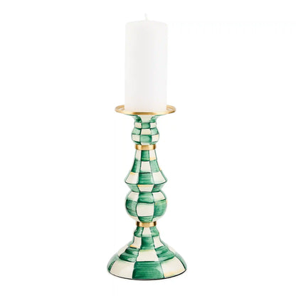 Violet Check Large Pillar Candlestick