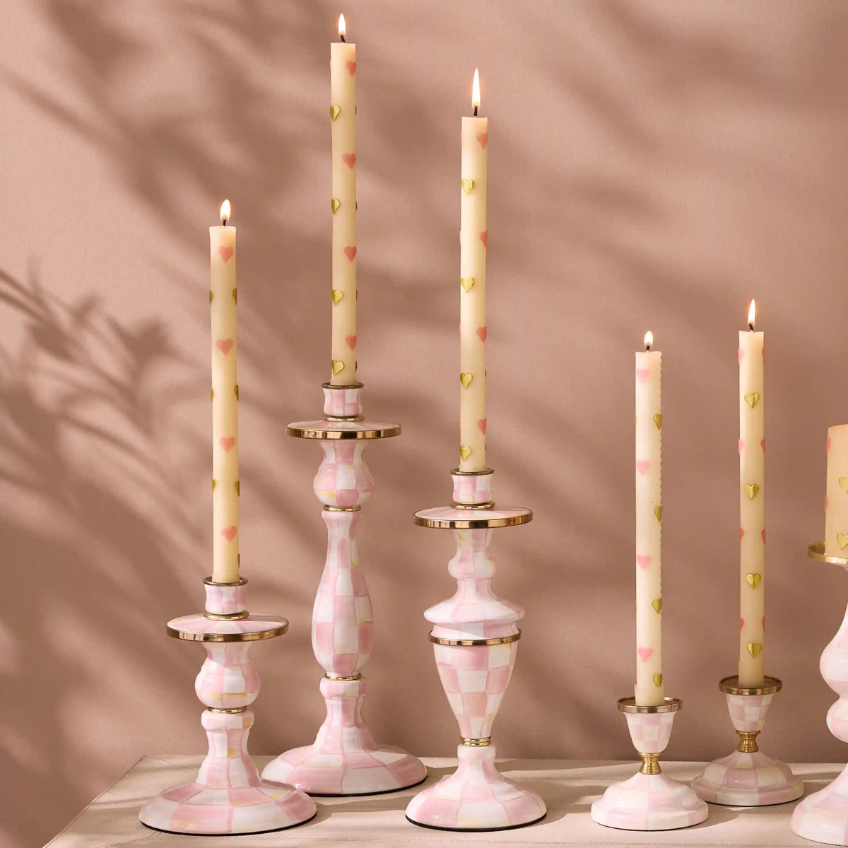 Emerald Check Large Candlestick