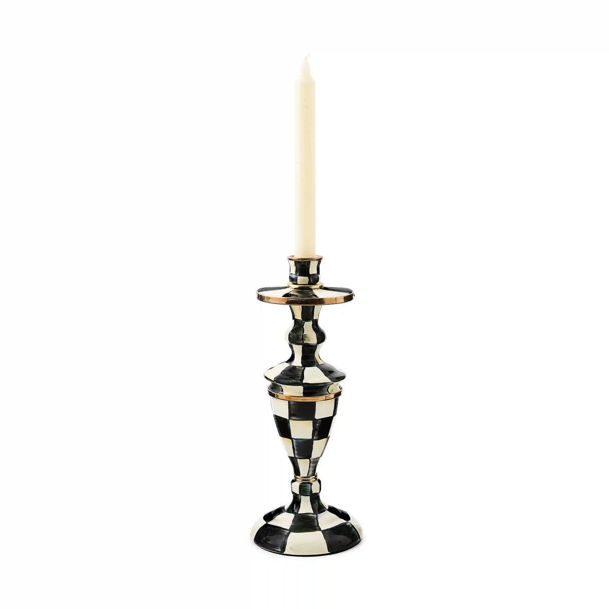 Emerald Check Small Candlestick