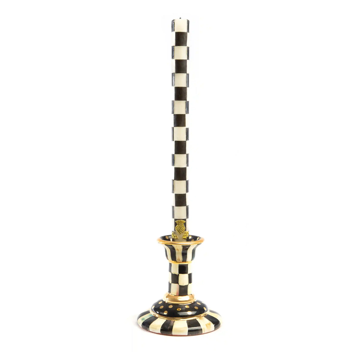 Check Black & Ivory Dinner Candles, Set of 2