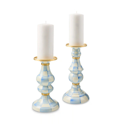 Emerald Check Large Pillar Candlestick