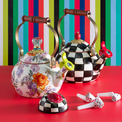 Violet Check Whistling Tea Kettle