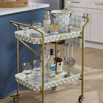 Mocha Check 2-Tier Kitchen Cart