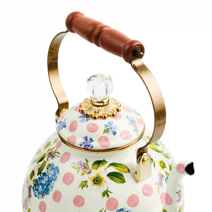 White Flower Market 2 Quart Tea Kettle