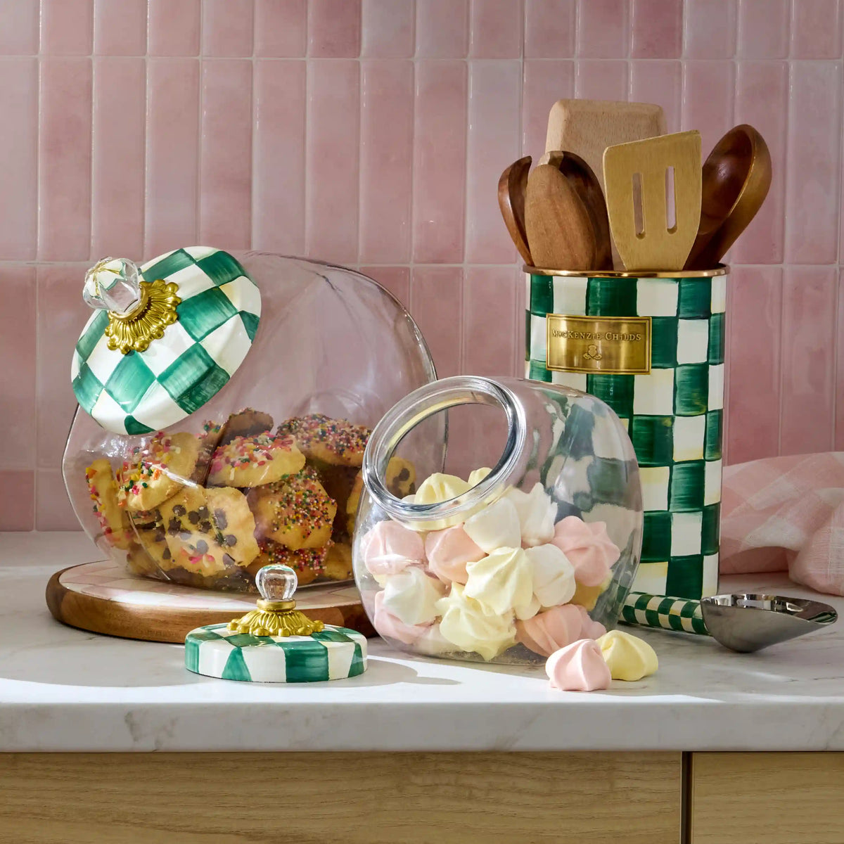 Cookie Jar with Mocha Check Lid