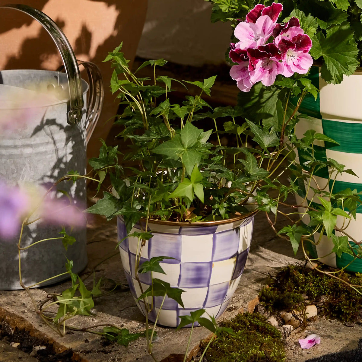 Emerald Check Large Flower Pot