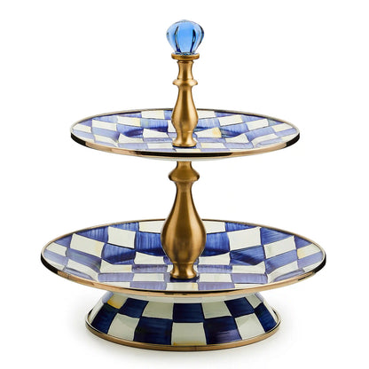 Emerald Check Two Tier Sweet Stand