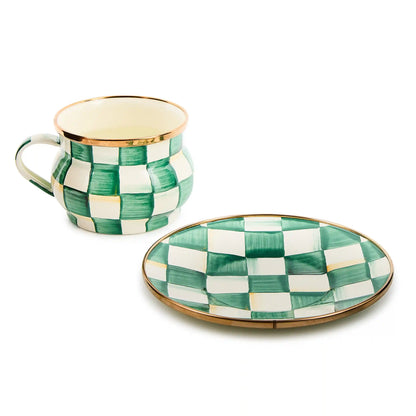 Violet Check Teacup
