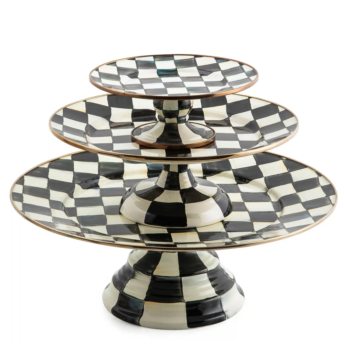 Emerald Check Small Pedestal Platter