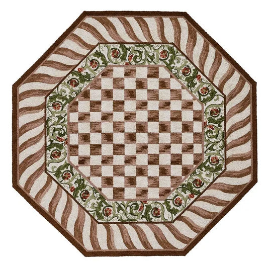 Mocha Check 6' Octagon Rug