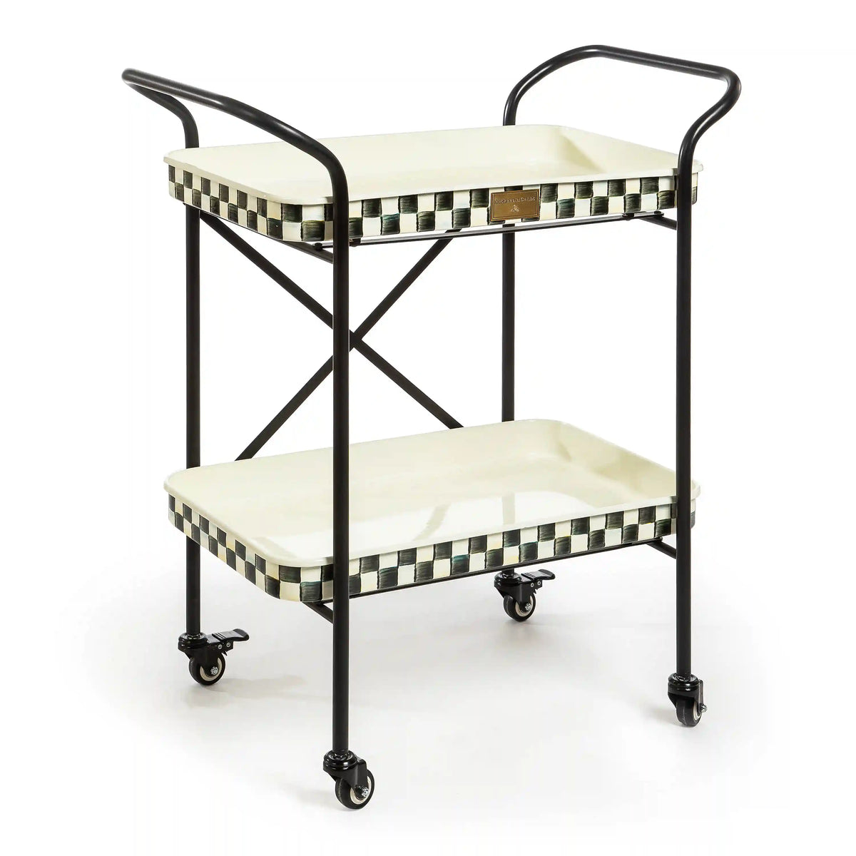 Mocha Check 3-Tier Kitchen Cart