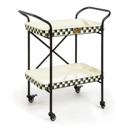Mocha Check 3-Tier Kitchen Cart
