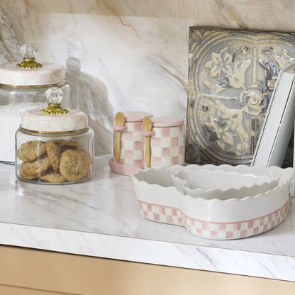 Rosy Check Farmhouse Canisters, Set of 2