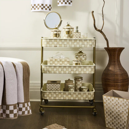 Mocha Check 2-Tier Kitchen Cart