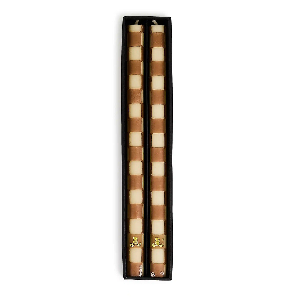 Check Black & Ivory Dinner Candles, Set of 2
