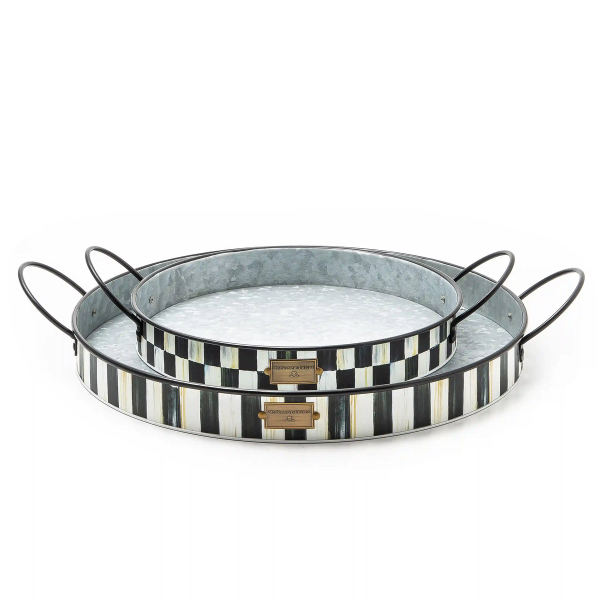 Rosy Stripe Serving Trays, Set of 2