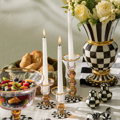 Rosy Check Large Glass Candlestick