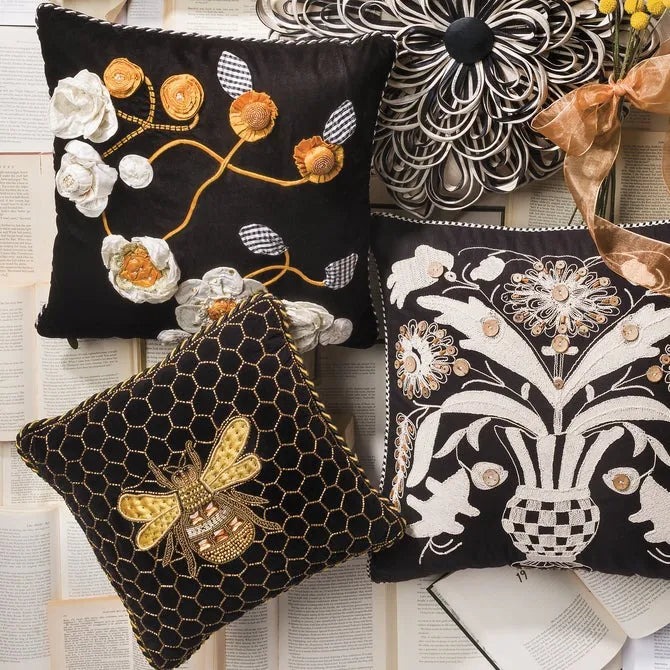 Queen Bee Black Throw Pillow