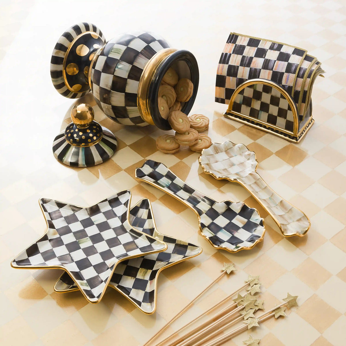 Sterling Check Ceramic Spoon Rest