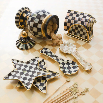 Sterling Check Ceramic Spoon Rest