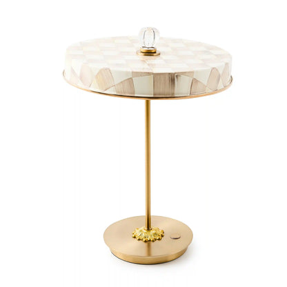 Courtly Check LED Rechargeable Disk Table Lamp