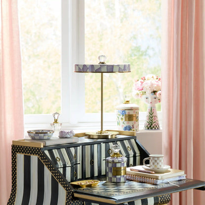 Courtly Check LED Rechargeable Disk Table Lamp
