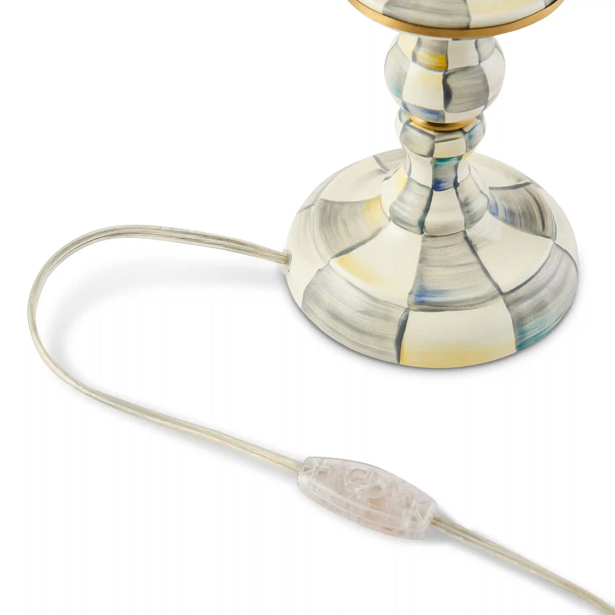 Mocha Check Candlestick Lamp