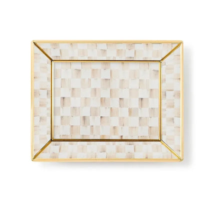 Mocha Check Small Glass Tray