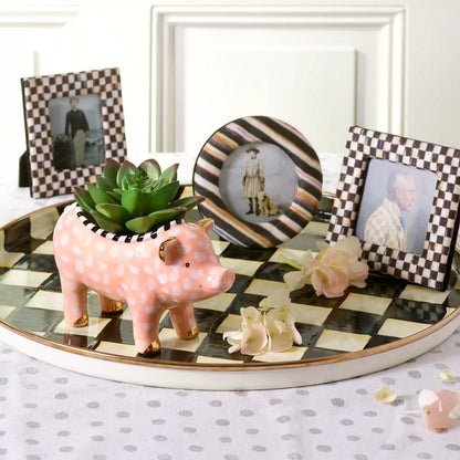 Sterling Check Round Tray