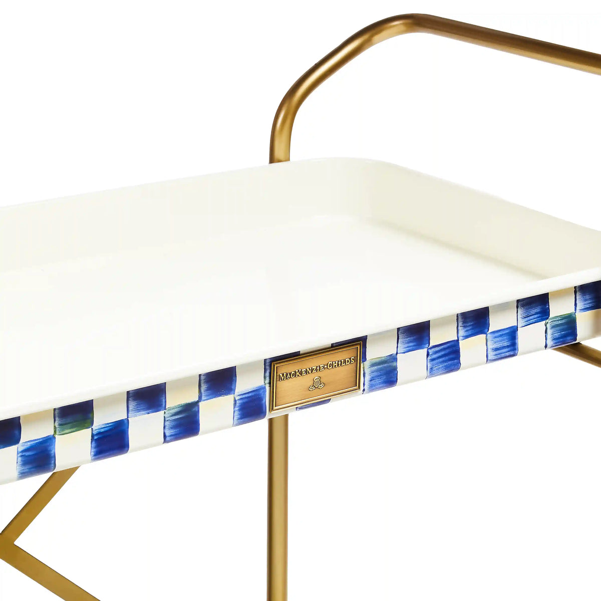 Mocha Check 2-Tier Kitchen Cart